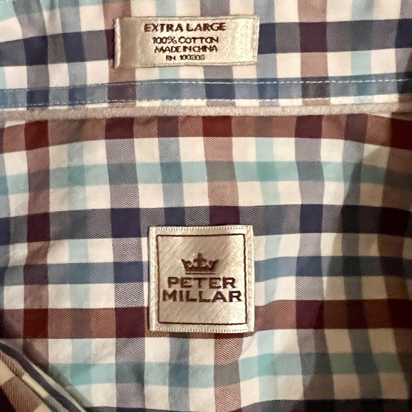 EUC Robert Graham Crown Blue White Brown Check Plaid Button Down Shirt Size XL - Picture 3 of 3